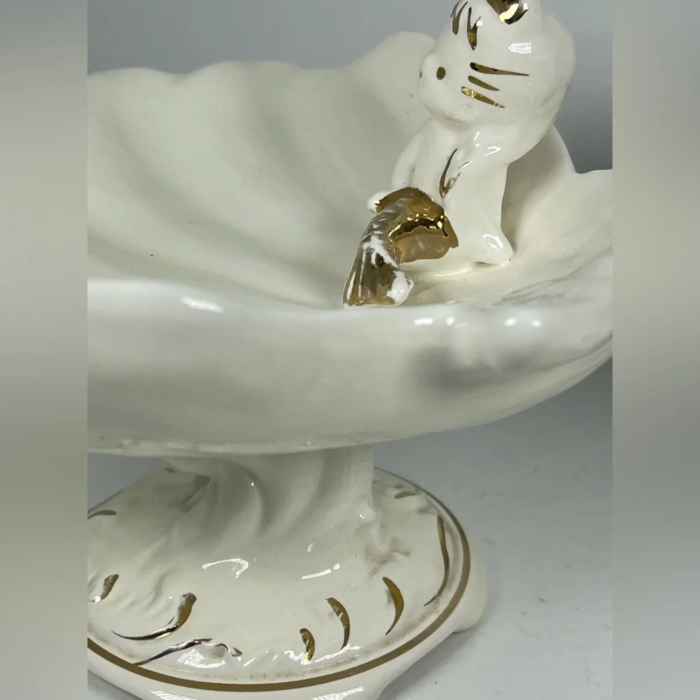 Vintage Napco Princess mermaid all ceramic 3 piece bathroom set Mid century RARE
